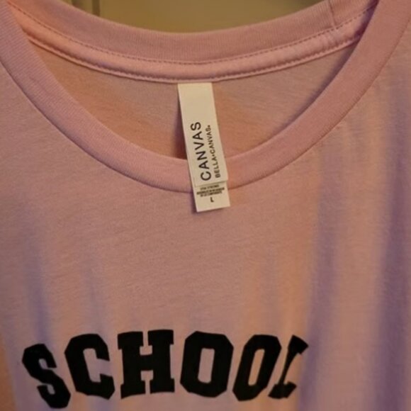 NWOT School of Motherhood Pink T-Shirt Misses Size Large - Picture 2 of 3